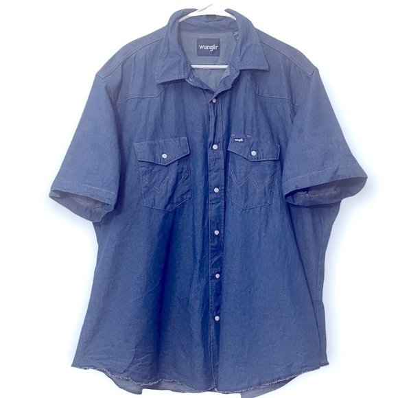 Wrangler Cotton Denim Casual Shirt | Blue | Size 2X - Picture 1 of 10